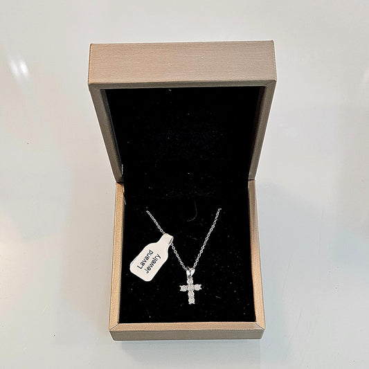 Cross and Chain Necklace – 925 Sterling Silver | Rhodium Plated | Moissanite