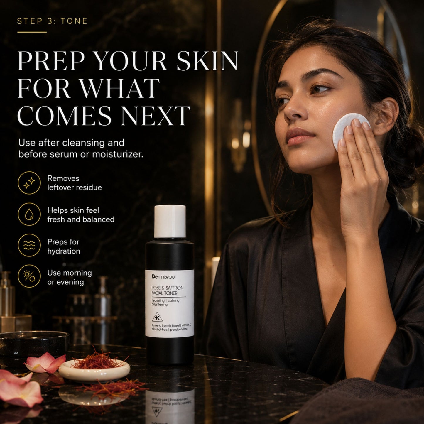 Cleansing & Hydrating Facial Toner with Saffron & Rose Water