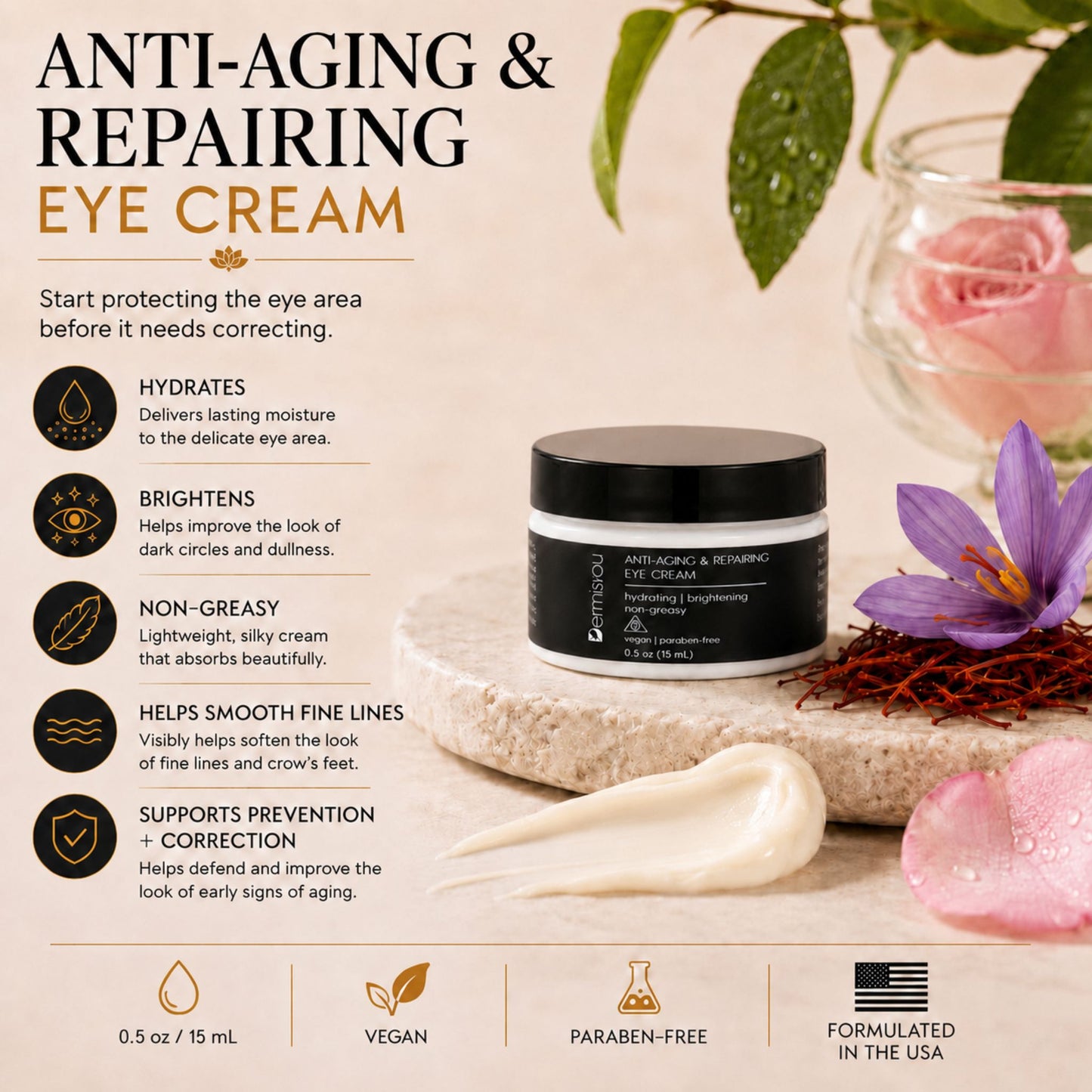 Anti-Aging & Repairing Eye Cream with Saffron