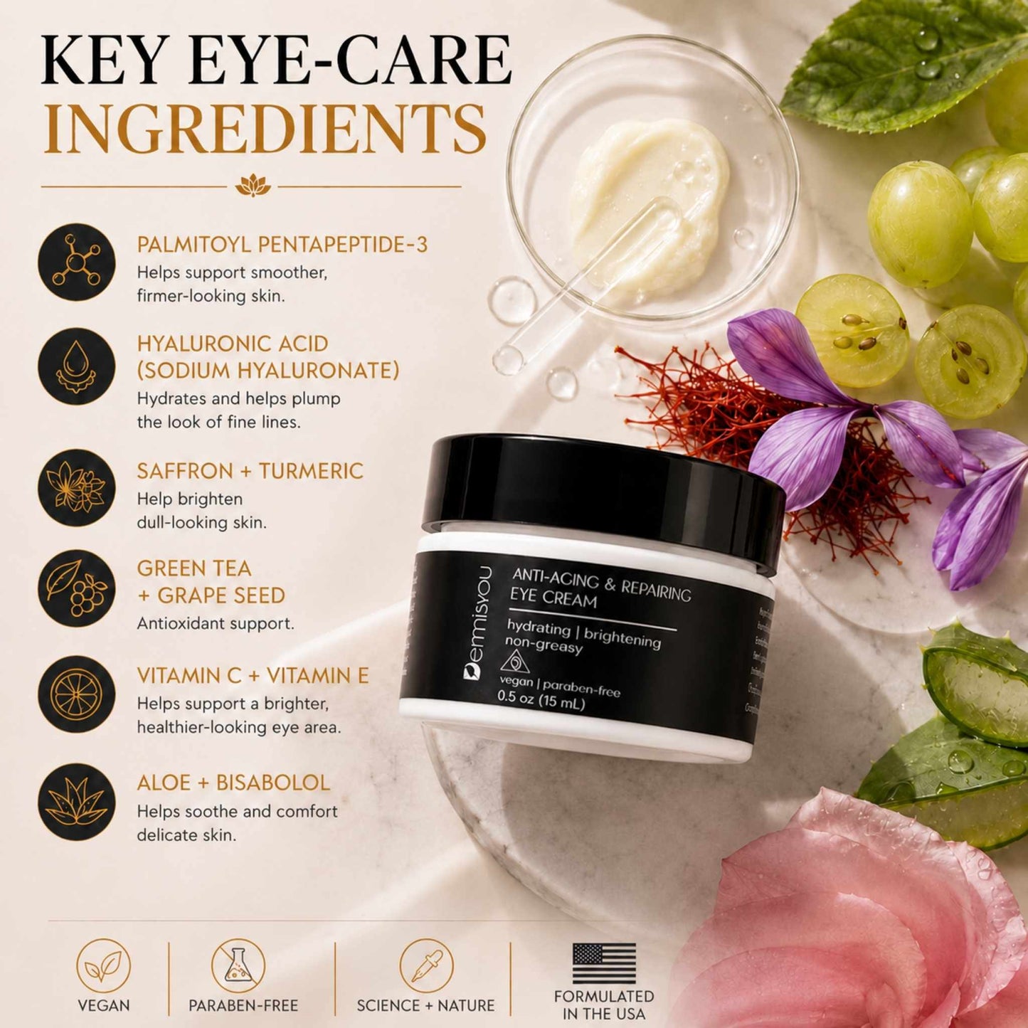 Anti-Aging & Repairing Eye Cream with Saffron