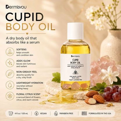 Cupid Moisture Body Oil with Rose Quartz Crystals