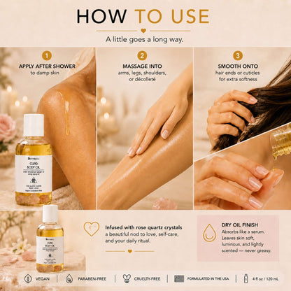 Cupid Moisture Body Oil with Rose Quartz Crystals